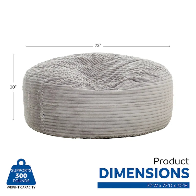 6-Foot Oversized Faux Fur Bean Bag Chair with Shredded Foam Filling