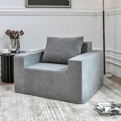 Modern Grey Memory Foam Accent Chair with Pillow, Waterproof & Stain-Resistant Fabric