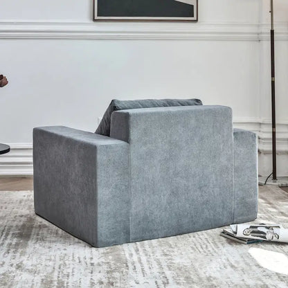 Modern Grey Memory Foam Accent Chair with Pillow, Waterproof & Stain-Resistant Fabric