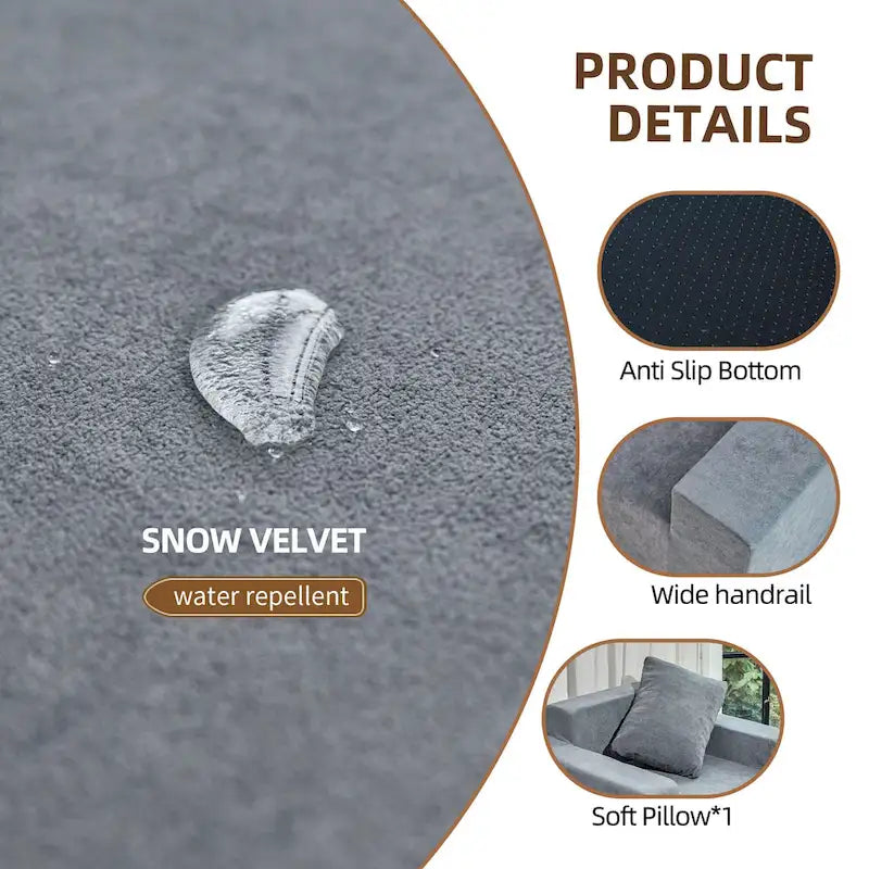 Modern Grey Memory Foam Accent Chair with Pillow, Waterproof & Stain-Resistant Fabric