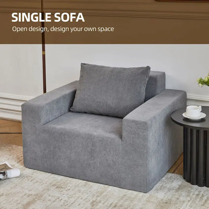 Modern Grey Memory Foam Accent Chair with Pillow, Waterproof & Stain-Resistant Fabric