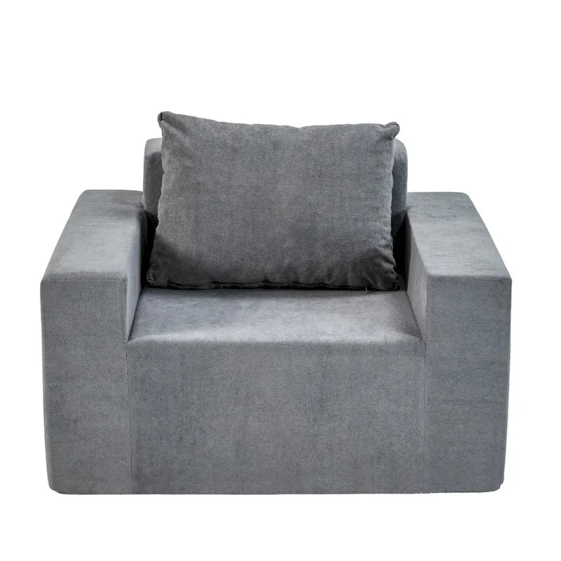 Modern Grey Memory Foam Accent Chair with Pillow, Waterproof & Stain-Resistant Fabric
