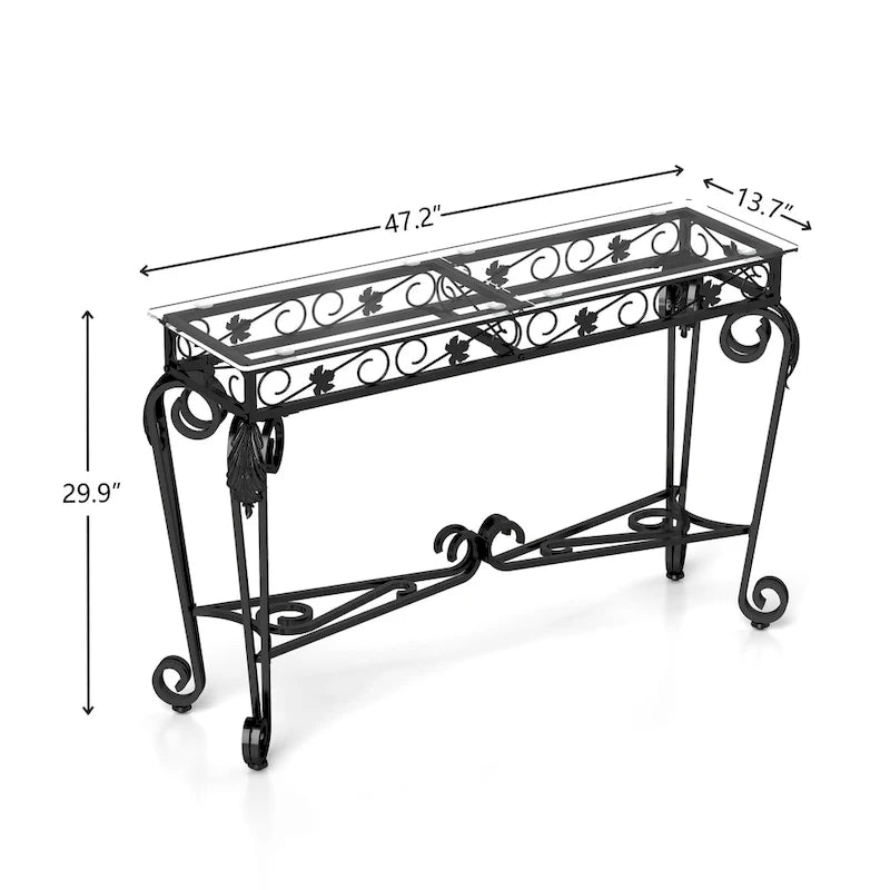 Modern Glass and Metal Console Table for Entryway with Storage and Easy Assembly