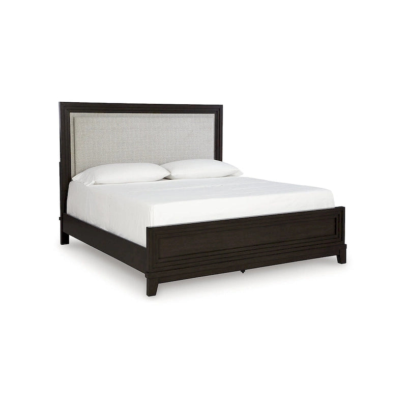 Signature Design by Ashley Neymorton Dark Brown/Gray Upholstered Panel Bed