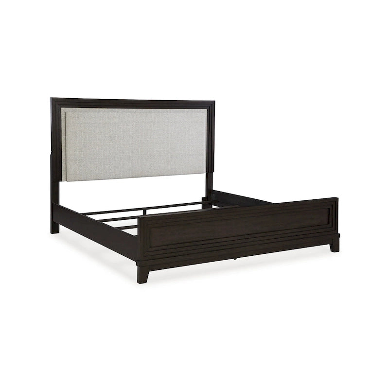 Signature Design by Ashley Neymorton Dark Brown/Gray Upholstered Panel Bed
