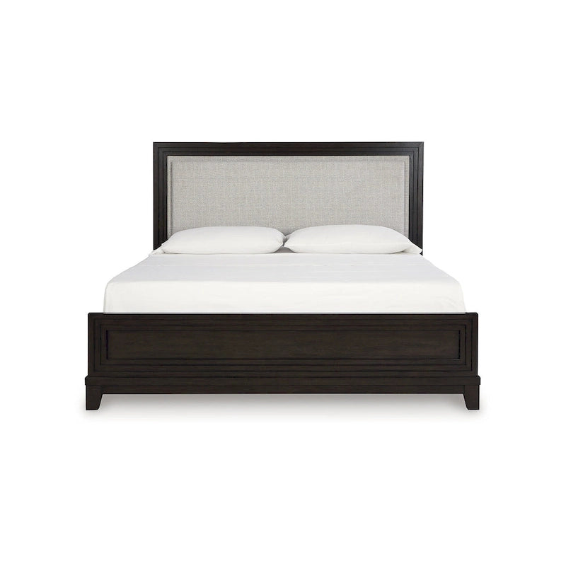 Signature Design by Ashley Neymorton Dark Brown/Gray Upholstered Panel Bed