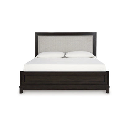 Signature Design by Ashley Neymorton Dark Brown/Gray Upholstered Panel Bed