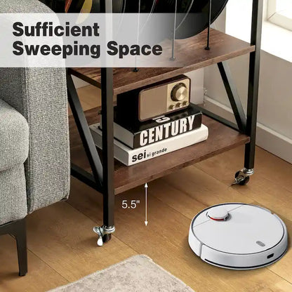 3-Tier Rolling Vinyl Record Storage Shelf with Turntable Stand & Wheels