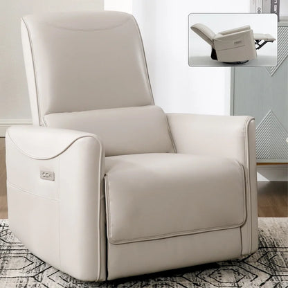 Brown Ergonomic Power Recliner with 270° Swivel, Rocking Function & USB/Type-C Ports