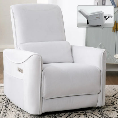Brown Ergonomic Power Recliner with 270° Swivel, Rocking Function & USB/Type-C Ports