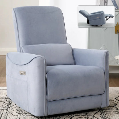 Brown Ergonomic Power Recliner with 270° Swivel, Rocking Function & USB/Type-C Ports