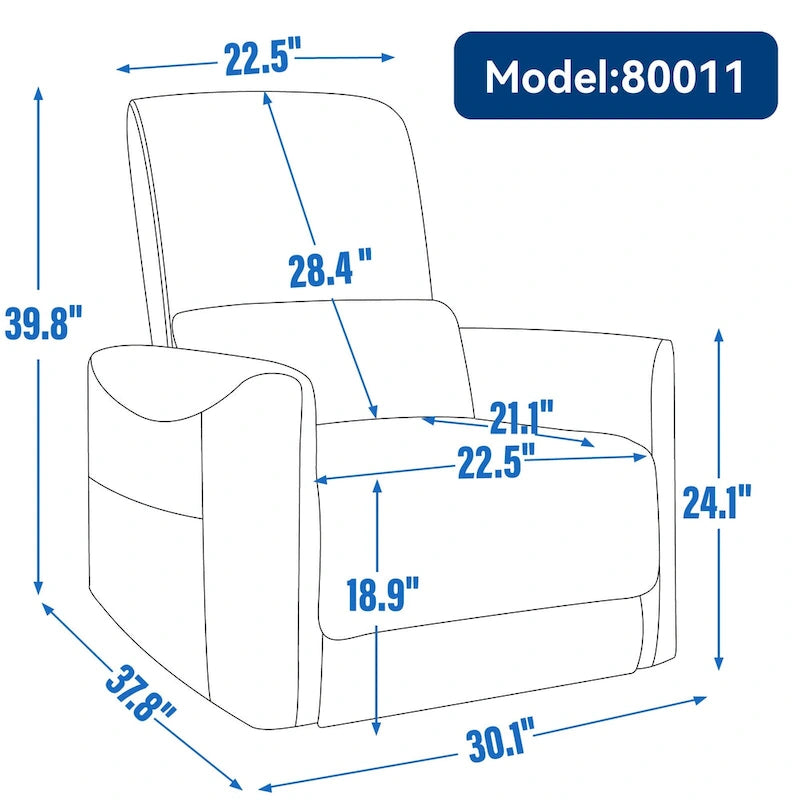 Brown Ergonomic Power Recliner with 270° Swivel, Rocking Function & USB/Type-C Ports