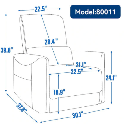 Brown Ergonomic Power Recliner with 270° Swivel, Rocking Function & USB/Type-C Ports