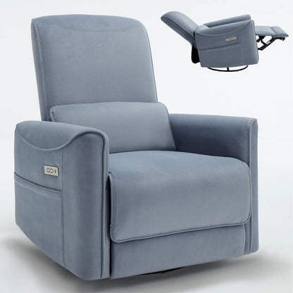 Brown Ergonomic Power Recliner with 270° Swivel, Rocking Function & USB/Type-C Ports