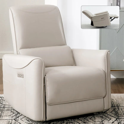 Brown Ergonomic Power Recliner with 270° Swivel, Rocking Function & USB/Type-C Ports