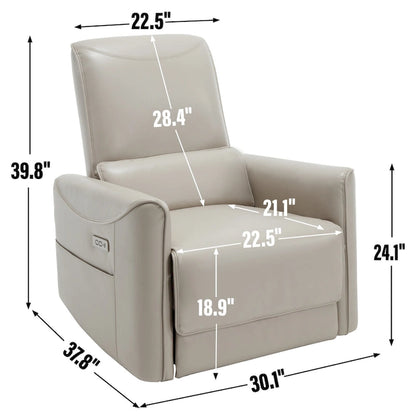 Brown Ergonomic Power Recliner with 270° Swivel, Rocking Function & USB/Type-C Ports