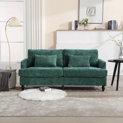 68.9-inch Green Chenille 2-Seater Sofa with Detachable Cushions & Solid Wood Legs