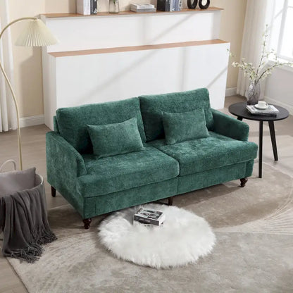 68.9-inch Green Chenille 2-Seater Sofa with Detachable Cushions & Solid Wood Legs