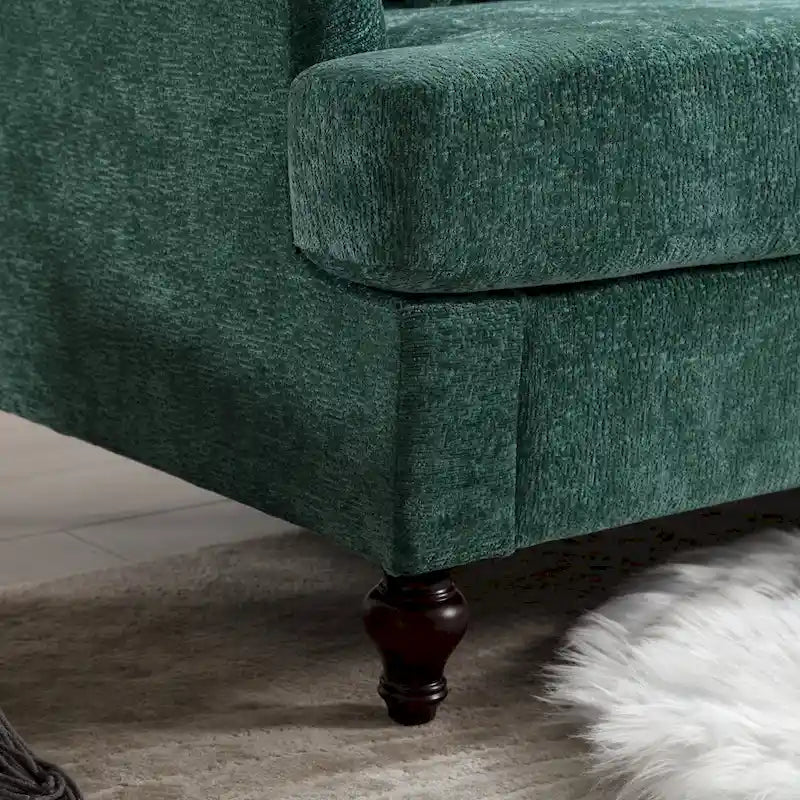 68.9-inch Green Chenille 2-Seater Sofa with Detachable Cushions & Solid Wood Legs