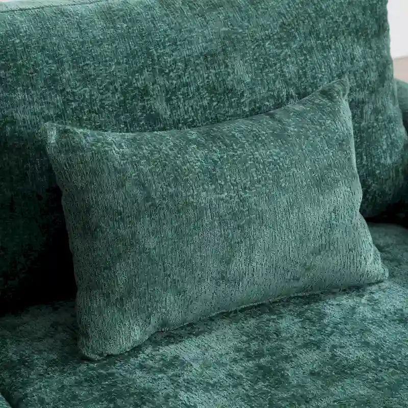 68.9-inch Green Chenille 2-Seater Sofa with Detachable Cushions & Solid Wood Legs