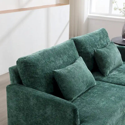 68.9-inch Green Chenille 2-Seater Sofa with Detachable Cushions & Solid Wood Legs