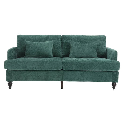 68.9-inch Green Chenille 2-Seater Sofa with Detachable Cushions & Solid Wood Legs