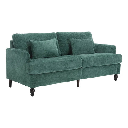 68.9-inch Green Chenille 2-Seater Sofa with Detachable Cushions & Solid Wood Legs