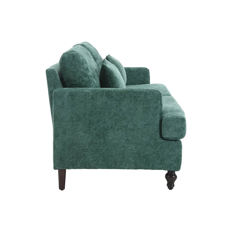 68.9-inch Green Chenille 2-Seater Sofa with Detachable Cushions & Solid Wood Legs