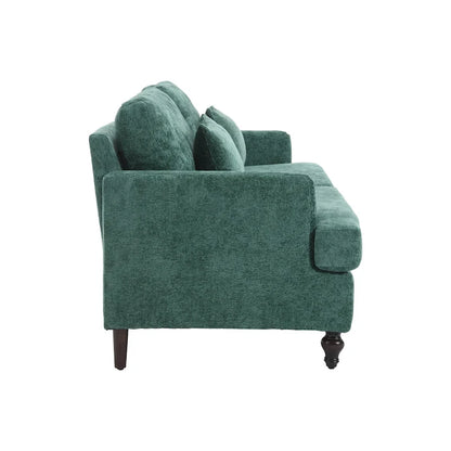 68.9-inch Green Chenille 2-Seater Sofa with Detachable Cushions & Solid Wood Legs