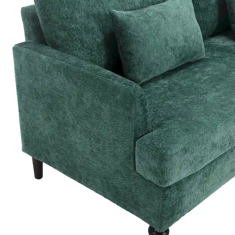 68.9-inch Green Chenille 2-Seater Sofa with Detachable Cushions & Solid Wood Legs