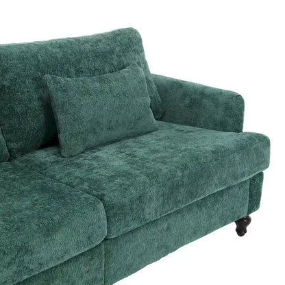 68.9-inch Green Chenille 2-Seater Sofa with Detachable Cushions & Solid Wood Legs