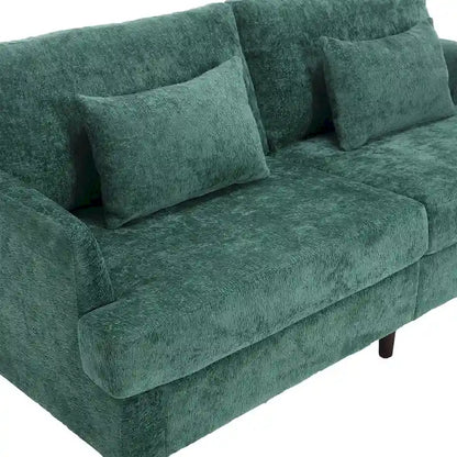 68.9-inch Green Chenille 2-Seater Sofa with Detachable Cushions & Solid Wood Legs