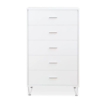 5-Drawer Solid Wood Vertical Chest, Modern Wooden Chest of Drawers with Spacious Storage Space for Bedroom, Lliving room