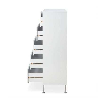 5-Drawer Solid Wood Vertical Chest, Modern Wooden Chest of Drawers with Spacious Storage Space for Bedroom, Lliving room