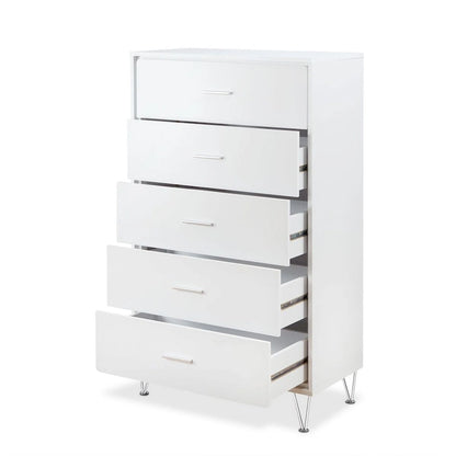 5-Drawer Solid Wood Vertical Chest, Modern Wooden Chest of Drawers with Spacious Storage Space for Bedroom, Lliving room
