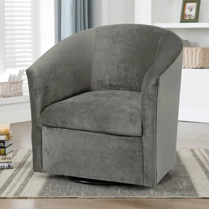 Modern Handcrafted Swivel Accent Chair with Ultra-Soft Polyester Microfiber Upholstery