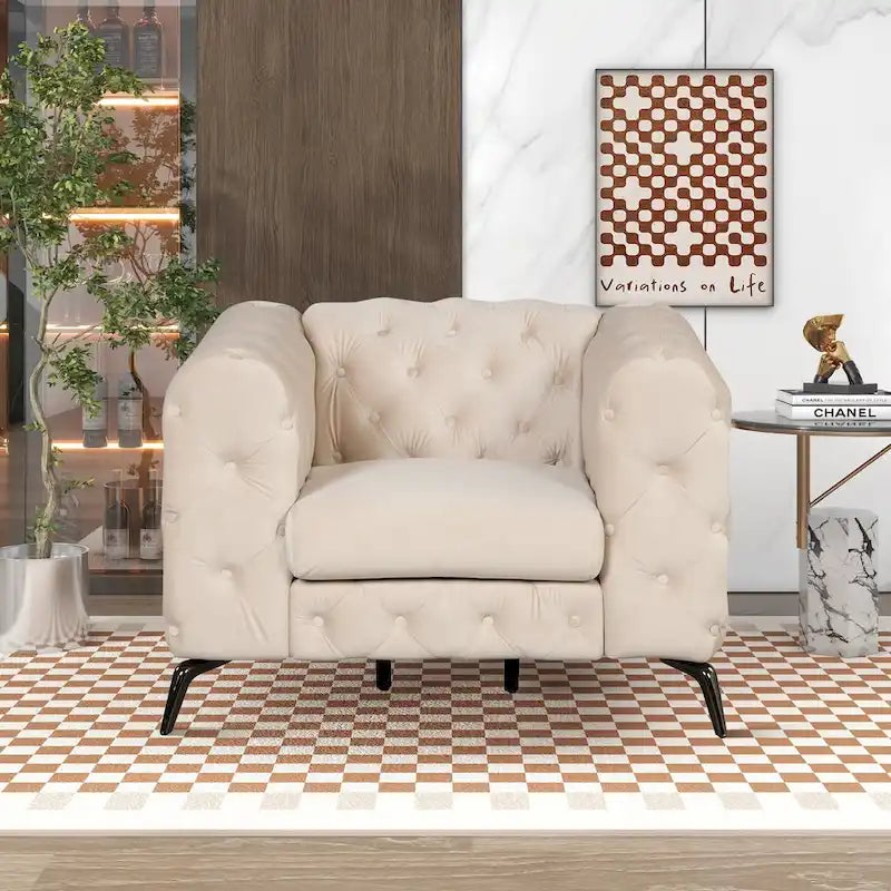 Velvet 3-Piece Sofa Sets(Three Seat Sofa/Loveseat and Single Chair)