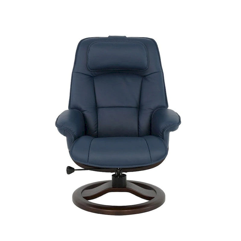 Top-Grain Leather Recliner & Ottoman with 360° Swivel, Lumbar & Neck Support