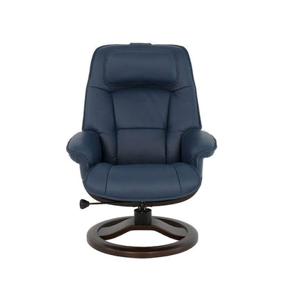 Top-Grain Leather Recliner & Ottoman with 360° Swivel, Lumbar & Neck Support
