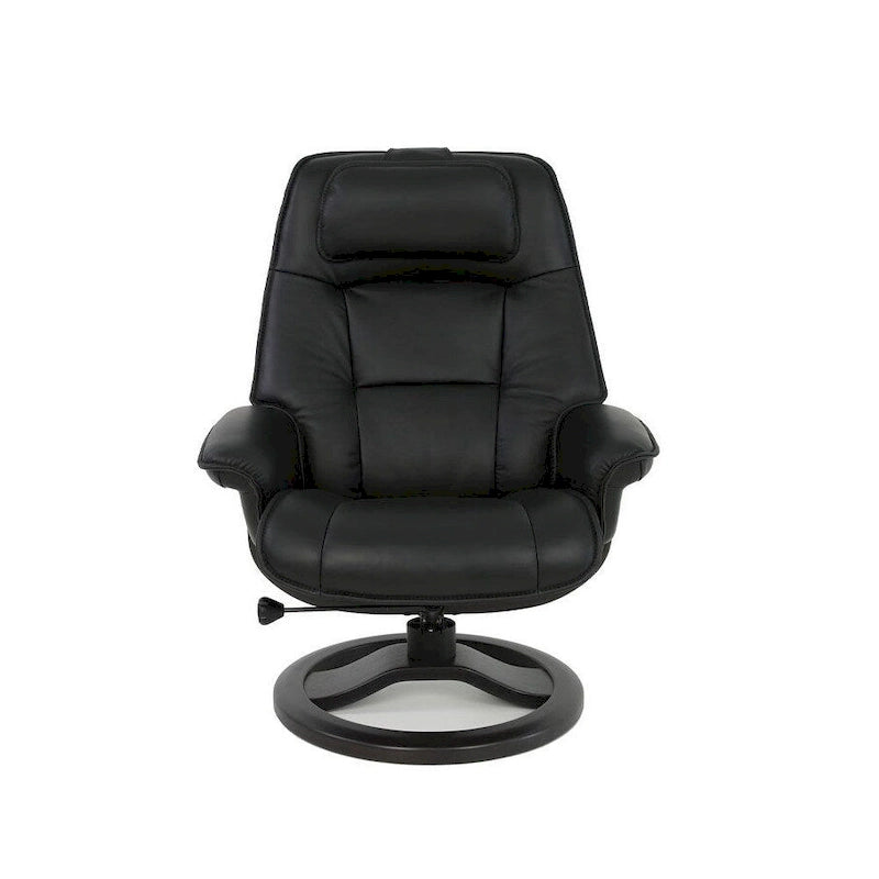 Top-Grain Leather Recliner & Ottoman with 360° Swivel, Lumbar & Neck Support