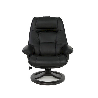 Top-Grain Leather Recliner & Ottoman with 360° Swivel, Lumbar & Neck Support