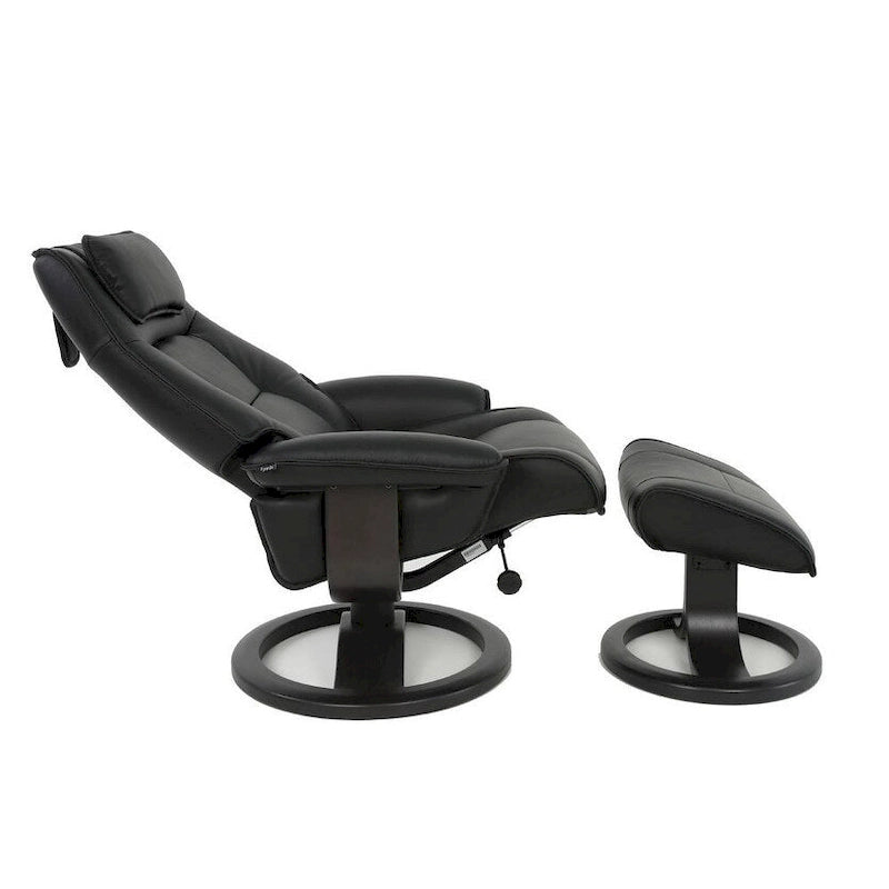 Top-Grain Leather Recliner & Ottoman with 360° Swivel, Lumbar & Neck Support
