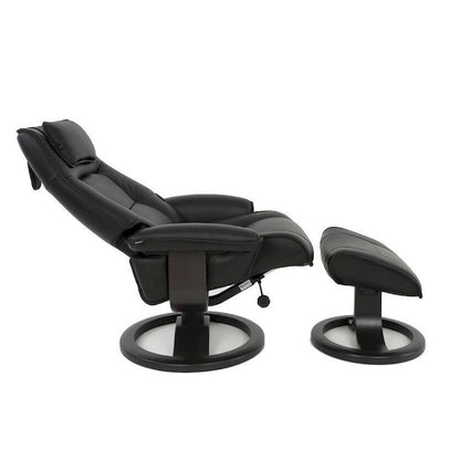 Top-Grain Leather Recliner & Ottoman with 360° Swivel, Lumbar & Neck Support
