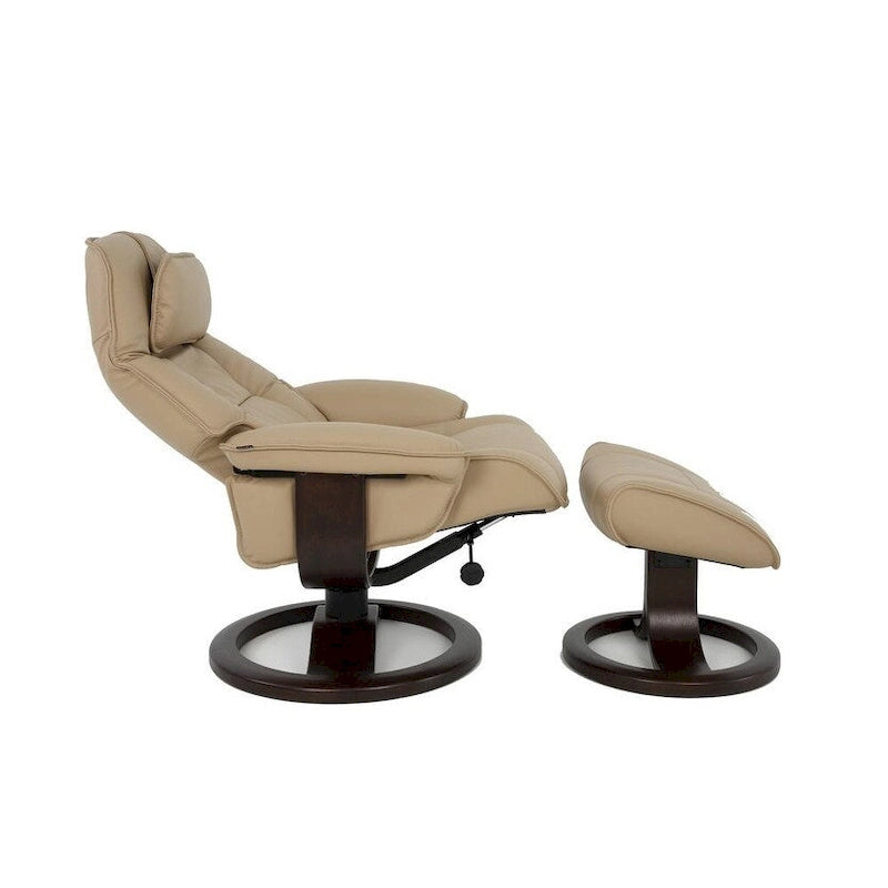 Top-Grain Leather Recliner & Ottoman with 360° Swivel, Lumbar & Neck Support