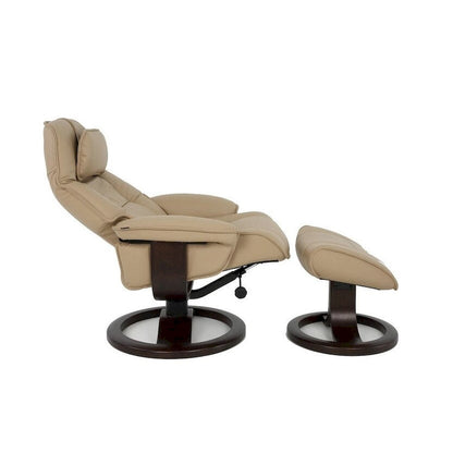 Top-Grain Leather Recliner & Ottoman with 360° Swivel, Lumbar & Neck Support