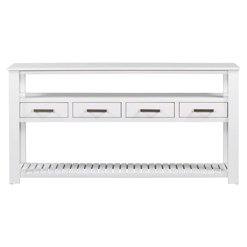 62.2 Modern Console Table with 4 Drawers and 2 Shelves