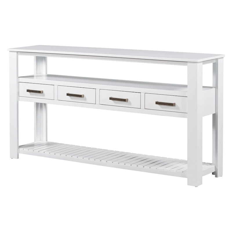 62.2 Modern Console Table with 4 Drawers and 2 Shelves