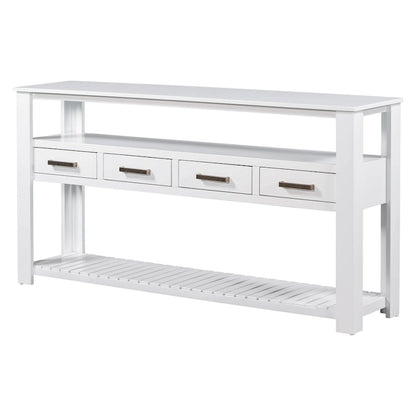 62.2 Modern Console Table with 4 Drawers and 2 Shelves