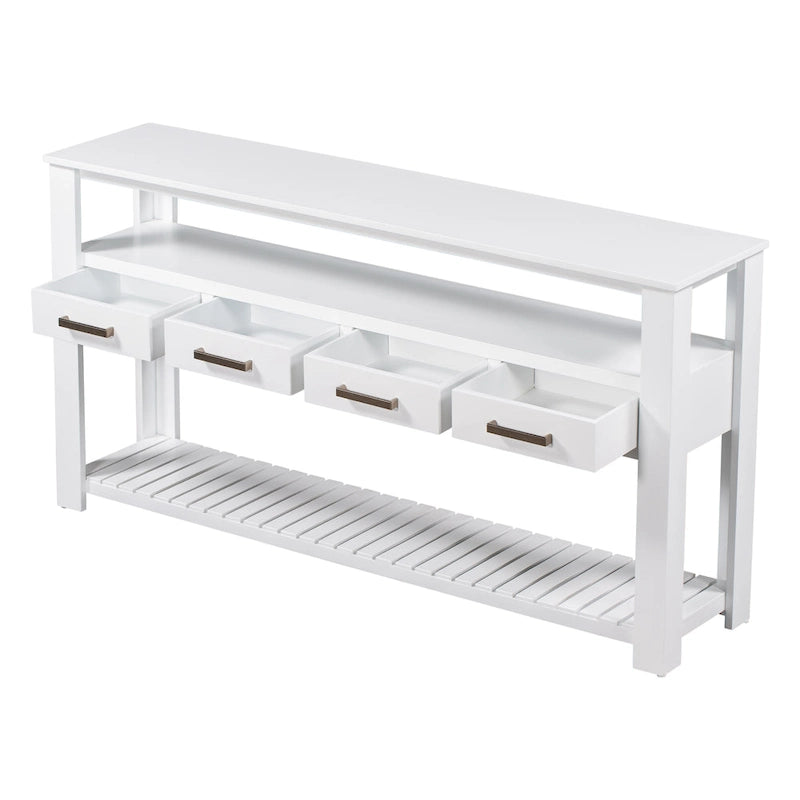 62.2 Modern Console Table with 4 Drawers and 2 Shelves