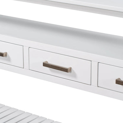 62.2 Modern Console Table with 4 Drawers and 2 Shelves